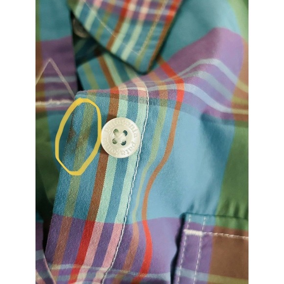 Patagonia | Women's Blue Roll Tab Sleeves Stripe Button Front Plaid Shirt - Picture 9 of 10
